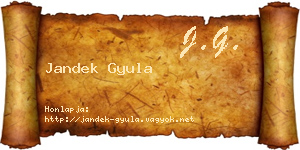 Jandek Gyula névjegykártya